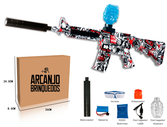 Arminha de Bolinha de Gel - M4A1 Skull Vermelha