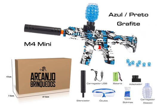Arminha de Bolinha de Gel - M4 Mini Azul/Preto Grafite